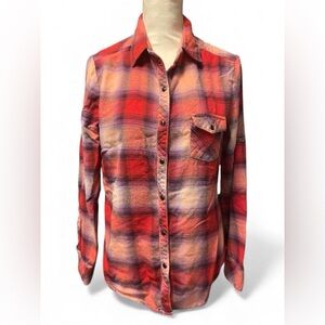 Dear John American Classic Red‎ and Orange Plaid Women's Shirt